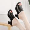 High-heeled Slippers Women's Summer Fashion Versatile 2025 New Thick Heel Soft Leather Soft Bottom Non-slip Thick Bottom Fish Mouth Cool Slippers Wome