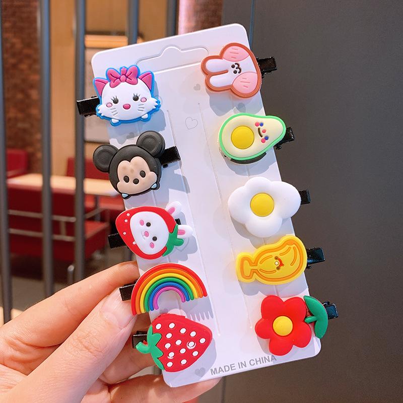 10 szt./zestaw Nowy Krem Lody Dziecięca Kreskówkowa Wsuwka do Włosów Koreańska Śliczna Ozdoba do Włosów z Owocami Tęczowa Księżniczka Klips do Grzywki Akcesoria do Włosów