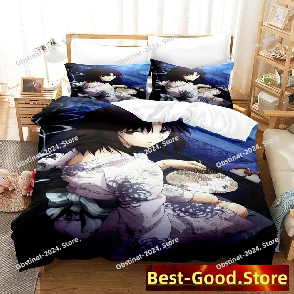 Kara No Kyoukai Bettwäsche-Set Cartoon Anime Dreiteiliges Set Erwachsene Kind Schlafzimmer Bettbezug-Sets 3D Kawaii Doppelbett