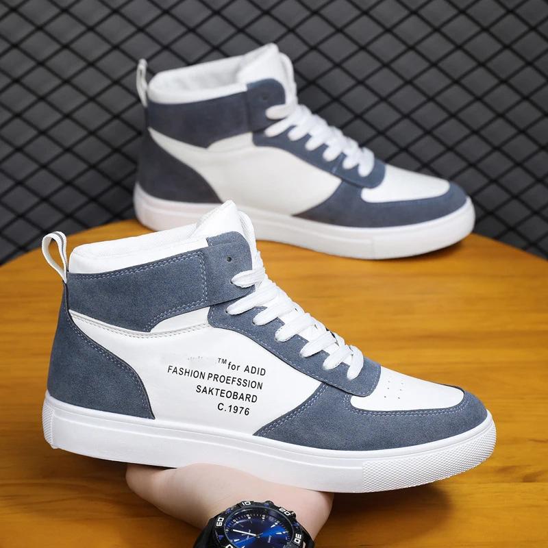 Herrenschuhe Frühling High-Top Skateboarding-Sneakers Neue Lässige Sportschuhe für Herren Straßenschuhe Herren Flats Leder Walking-Schuh