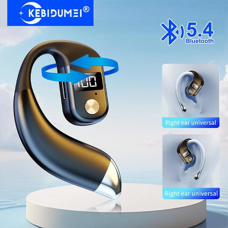 Mini Bluetooth 5.4 Sluchátko Jedno Ucho Háček Business Sluchátko LED Displej HiFi Stereo Redukce Šumu Sportovní Vodotěsná Náhlavní Souprava