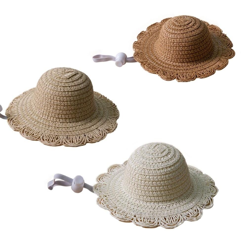 Pet Headwear Sun Protection Pet Straw Hat Lightweight Mini Size Pet Sun Hat Breathable Decorative Dog Hat Pet Decoration
