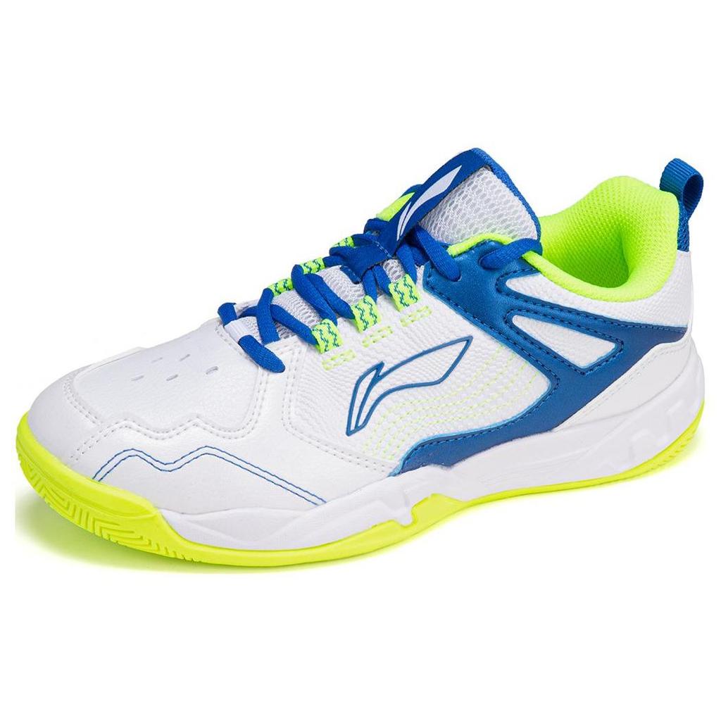 Li Ning Sound Wave Non-Slip Wear-Resistant Badminton Shoes Kids Shoes White Blue AYTR032-3
