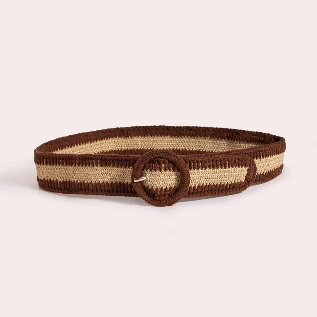 Boho Inspired Womens Stretchable Fabric Belt With Alloy Buckle For Casual Wear