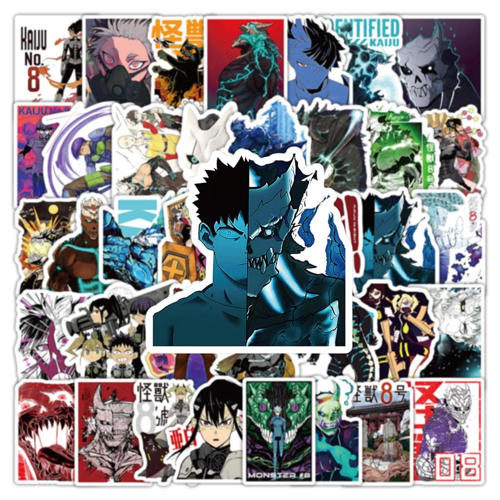 Anime Monster 8 PVC Bicycle Stationery Suitcase Cute Photo Popular Anime Character Miscellaneous Birthday Gifts No. Stickers, 53-Piece Set,