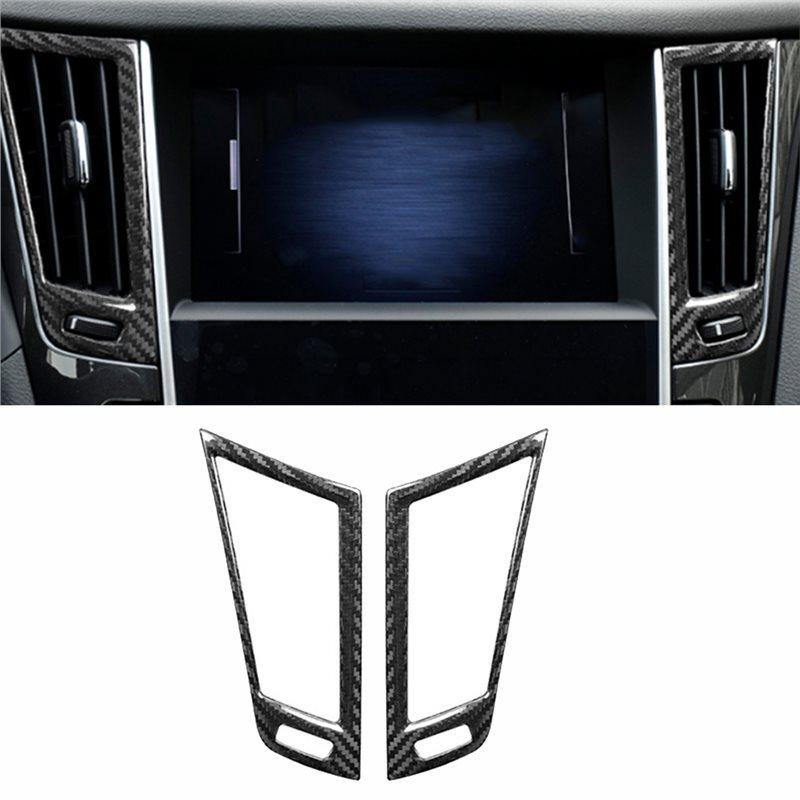 For Infiniti Q50L 2015- A/C Air Vent Trim Sticker Carbon Fiber Dashboard Conditioning Vent Frame Car Accessories