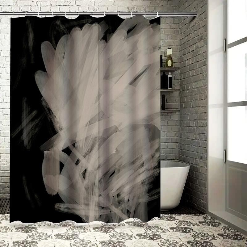 

Modern Art Shower Curtain Black White Abstract Bathroom Decor For Home Living Room Or Bedroom Creative Modern Waterproof Shower W60H190(CM)-1 Pcs