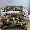 Golden Racing Car Streetwear Design kid's and adults' bedroom decor, Exquisite three-piece bedding set gift