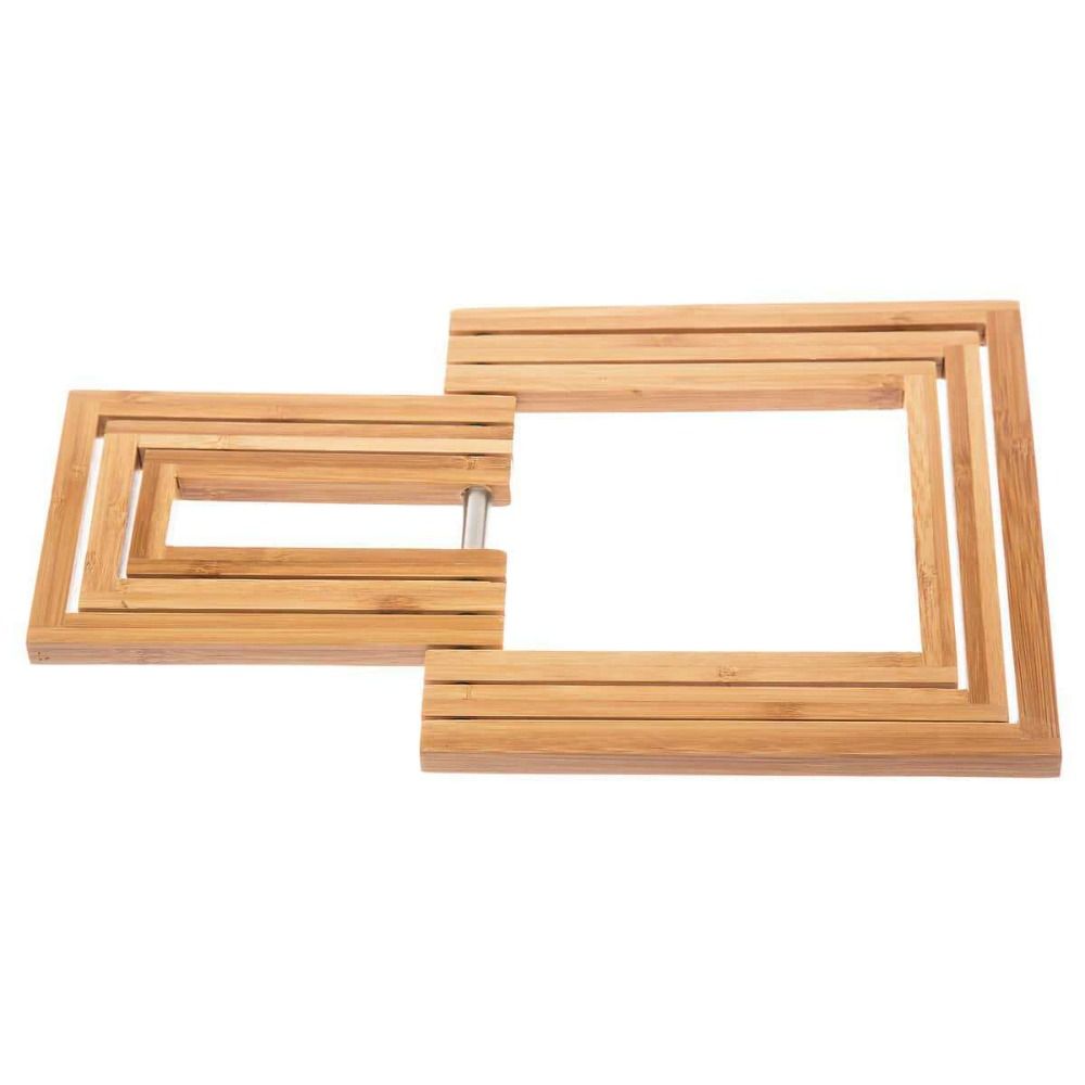 Durable Creative Bamboo Placemat Natural Hollowed-out Bamboo Heat Insulation Pad Square Extendable Anti Scalding Mat Tea House