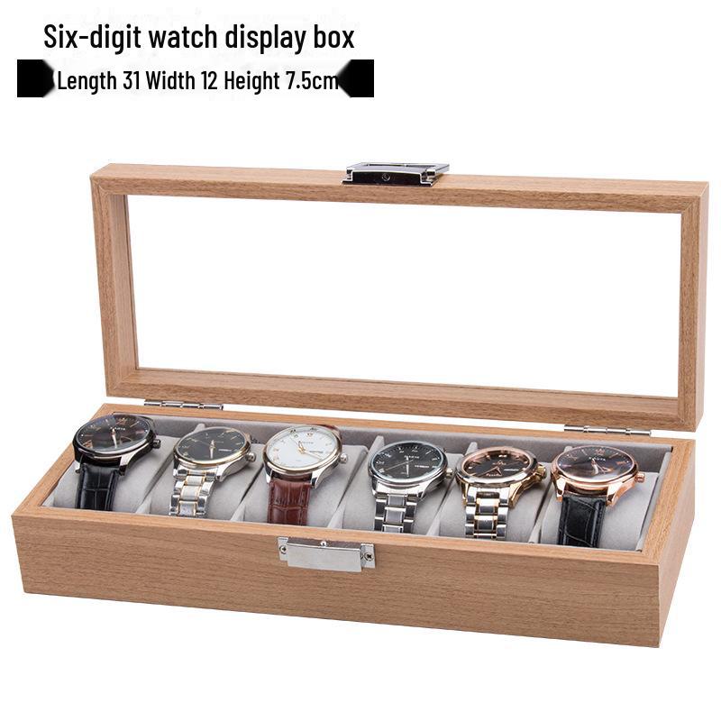 Boîte de Rangement pour Montres 6 Chiffres Style Chinois en Bambou et Bois Écologique avec Motif Palissandre