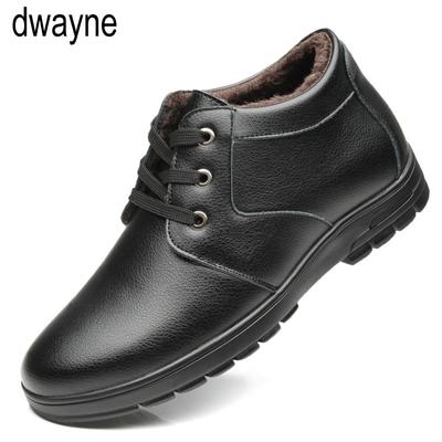 Heren Winter Sneeuwlaarzen met Warme Vacht Retro Demping Casual Echt Leer Zacht Rundleer Zakelijke Herenschoenen Mannelijke Botas 789