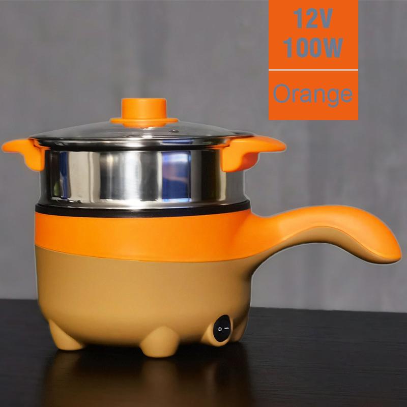 

2L Travel 12V 24V Car Truck Многофункциональная электрическая сковорода для приготовления пищи, двухслойный горячий горшок, подогреватель супа, рисоварка, пароварка