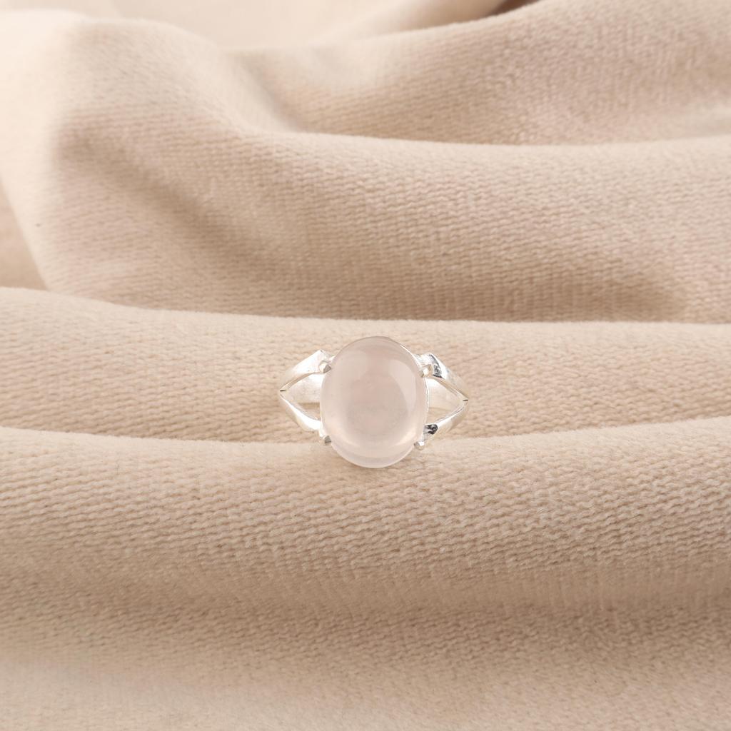 Natural Rose Quartz Gemstone 925 Sterling Silver Handmade Women's Jewelry Statement Ring For Anniversary Gift RR-75-27