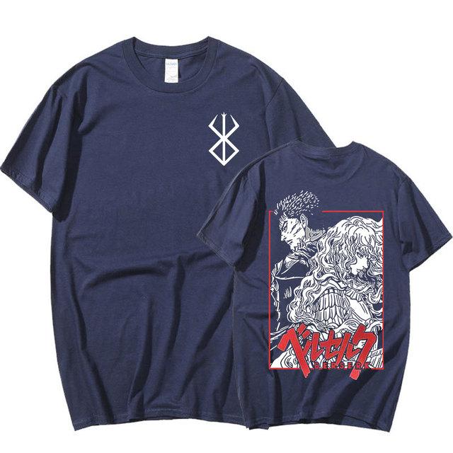 

Аниме Берсерк Манга футболка с рисунком Fight Swordsman Guts Griffith летняя футболка для мужчин и женщин повседневные хлопковые футболки большого размера уличная одежда M темно-синий