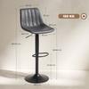 Set of 2 Leathaire Tub Bar Stools - Charcoal Grey