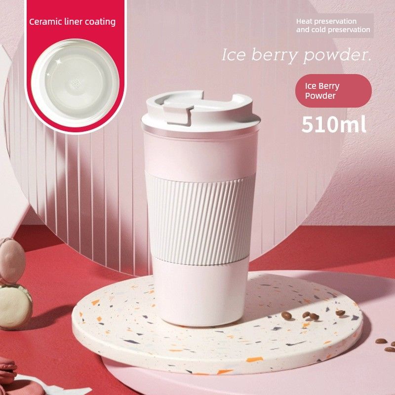 Coffee Cup with High Aesthetic Value, Large Capacity, Insulated Cup with Ceramic Inner Coating, Portable Cup for Men and Women, Office Tea Cup