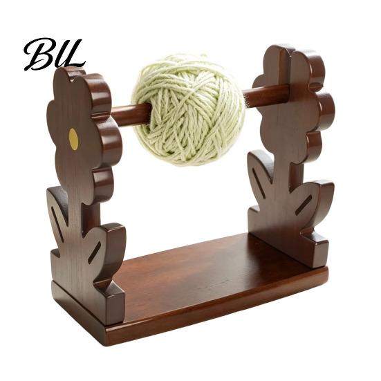 Embroidery Thread Organizer Rotatable Wooden Yarn Rack, Easy Assembly Ball Dispenser, Spinner Smooth Rotation Spool Stand for Crafting Projects
