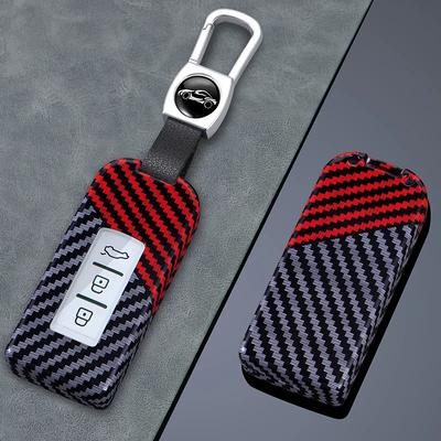 For Mitsubishi Lancer Xpander Outlander Asx Ex Pajero Sport Eclipse Cross Montero Carbon Fiber Car Key Case Cover Shell Keychain