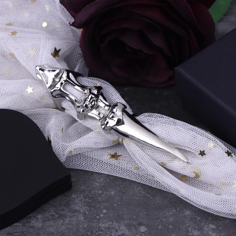 Punk Metal Exoskeleton Index Finger Joint Bone Ring Gothic Rock Machinery Fingertip Ring Long Finger Rings Jewelry Gift