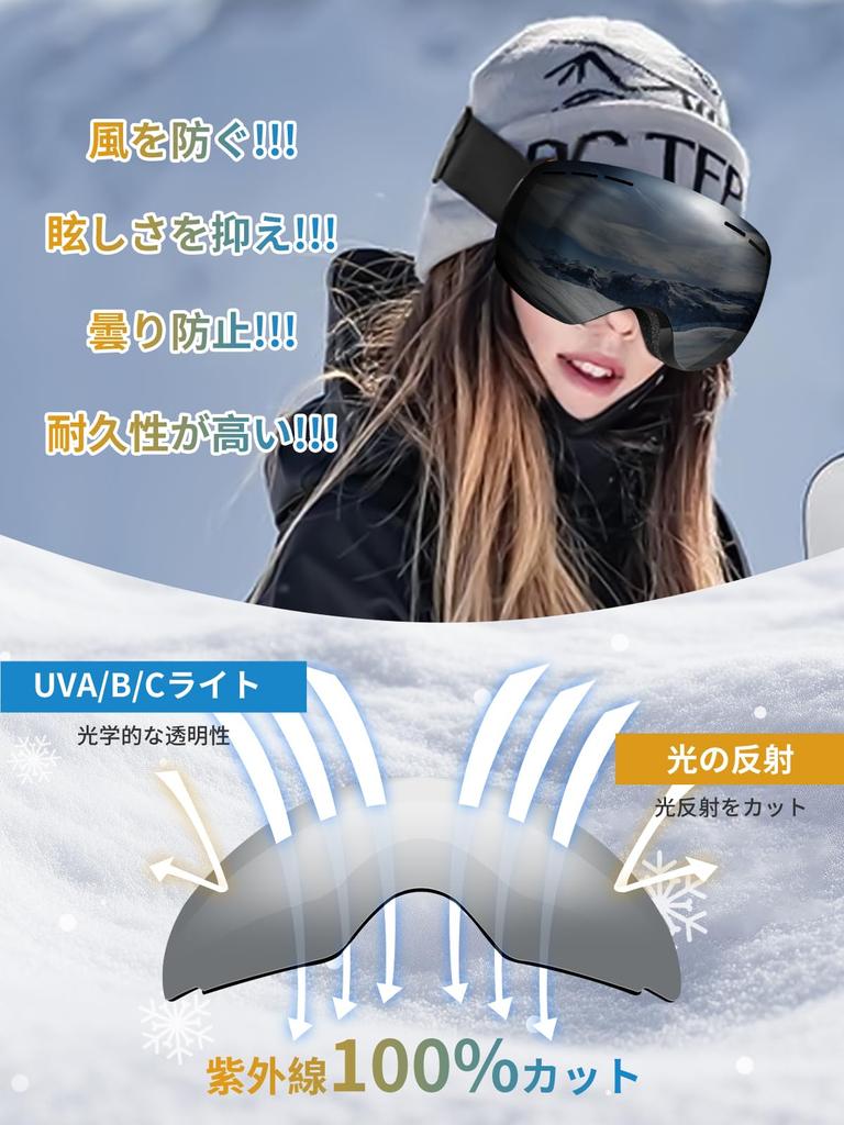 Gagaciso Ski Angle Dual Spherical Fully UV Compatible and Lightweight and for and Motorcycle Use VLT Goggles, 240° Ultra-Wide View, Lenses, Anti-Fog,
