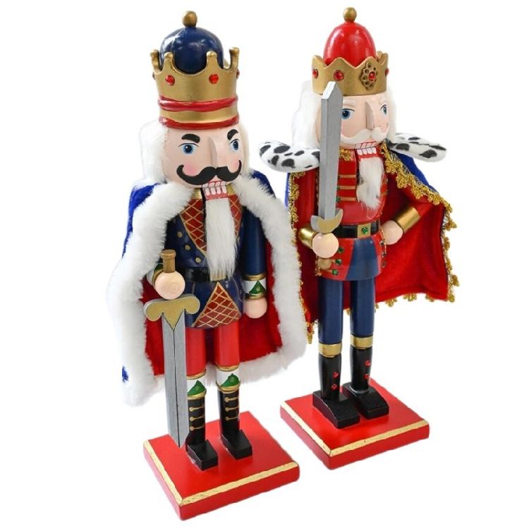 Klassisk Nötkrossare Soldat Skulptur 38 cm Handgjord Trä Juldekoration För Festival Inredning