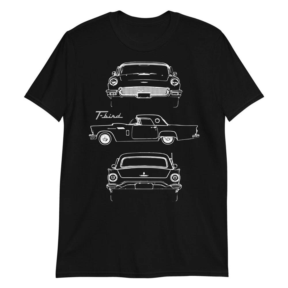 1957 Thunderbird Antique Classic Car Outline Art T-bird Collector Cars T-Shirt XXXL