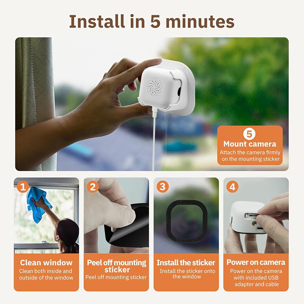 Fensterkamera, unterstützt 2,4G und 5G WLAN, Farb-Nachtsicht, Zwei-Wege-Audio, Personen- und Bewegungserkennung und Allwetteraufzeichnung.