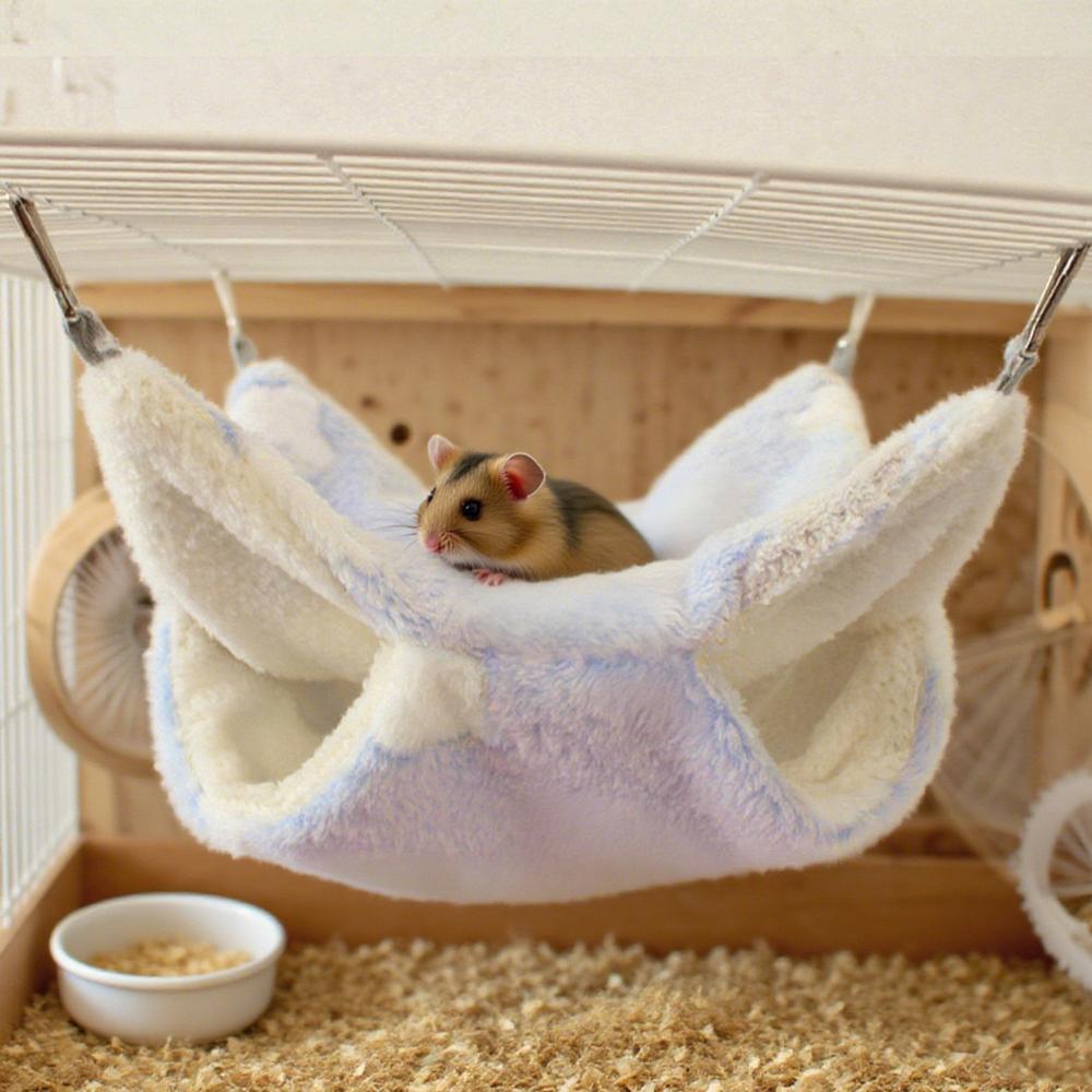 1 Stück Gemütliche Hängematte Haustiere Weich Warm Druck Schlafe Hängendes Bett Nest für Haustier Kleine Tiere Mäuse Hamster Eichhörnchen Plüsch Käfigzubehör