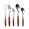 Elegancki zestaw ze stali nierdzewnej 304 z rękojeścią z drewna huanghuali, nóż, widelec i łyżka w stylu zachodnim, 5 głównych części, hotel Shabili