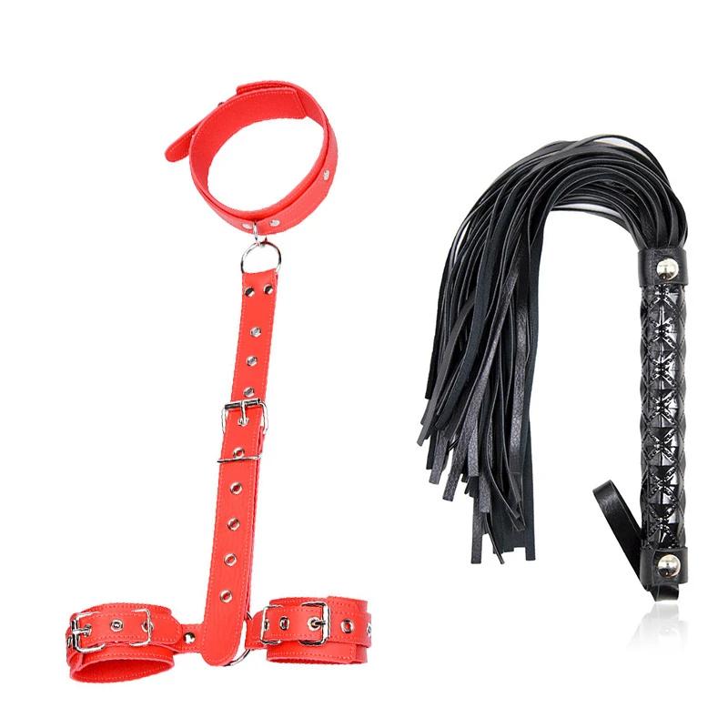 Erotic Sex Toys Neck Collar Handcuff Whip For Couples Woman and Adult Sexy Game Bondage Restraint Rope Exotic Accessories