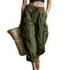 Women’s Loose Fit Straight Leg Cargo Pants with Drawstring Waist and Multiple Pockets for Casual Jogger Style Outdoor Work