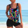 Women's Shoulder Strap Swimsuit Blue Beautiful Cashew Print Bikini Tankini Swimsuit