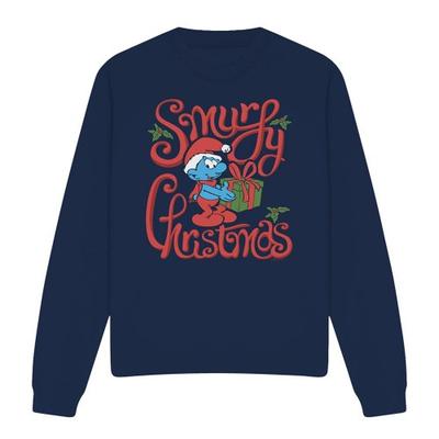 The Smurfs Unisex Adult Smurfy Christmas Gift Wrap Sweatshirt