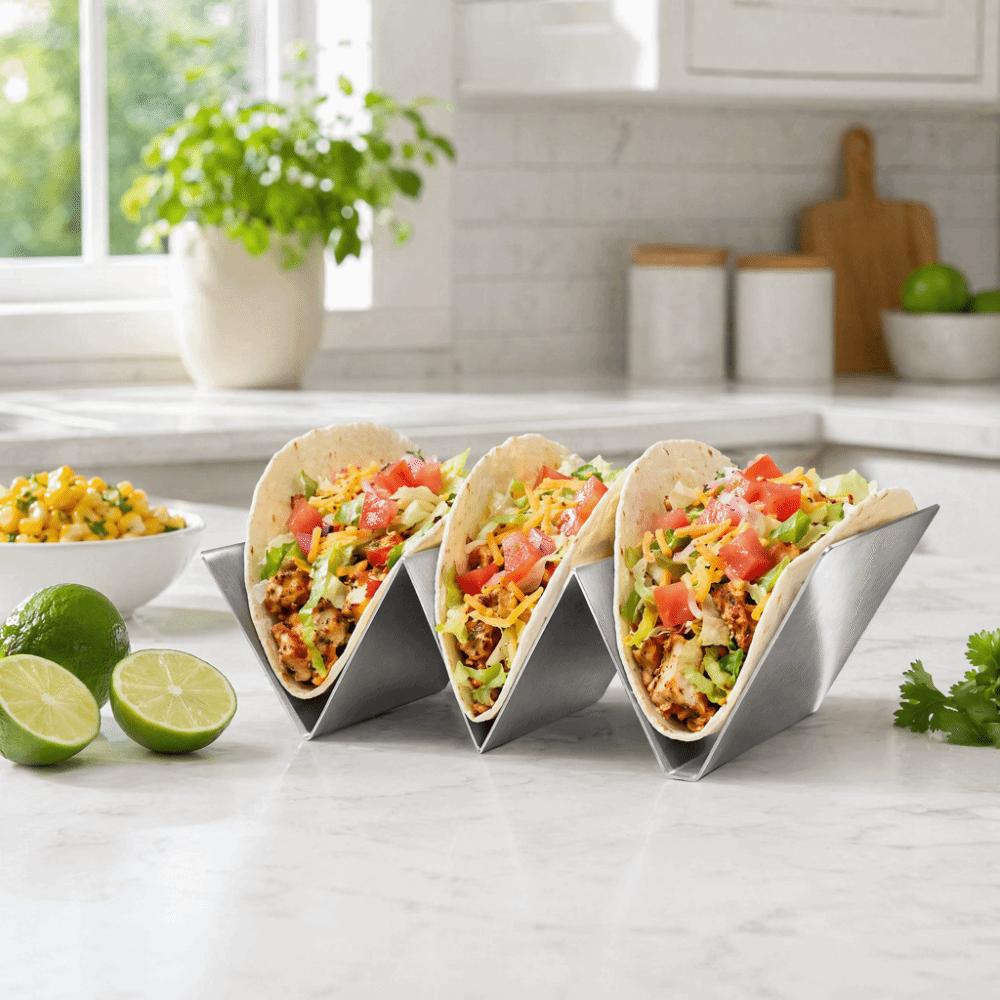 6pcs W Wavy Shape Taco Holder Stand Stainless Steel Baked Taco Rack  Table Presentation