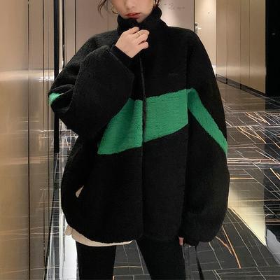 Lamb Wool Imitation Fur Coat Women's Velvet Thickened Autumn and Winter Retro Cotton-padded Clothes Cotton-padded Sweater Short Trendy