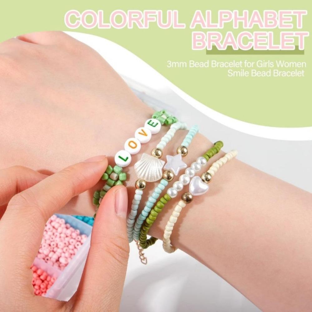 28+2Grid Jewelry Making 3mm Glass Beads Set with Letter Bead Premium Glass Rice Beads Set Friends