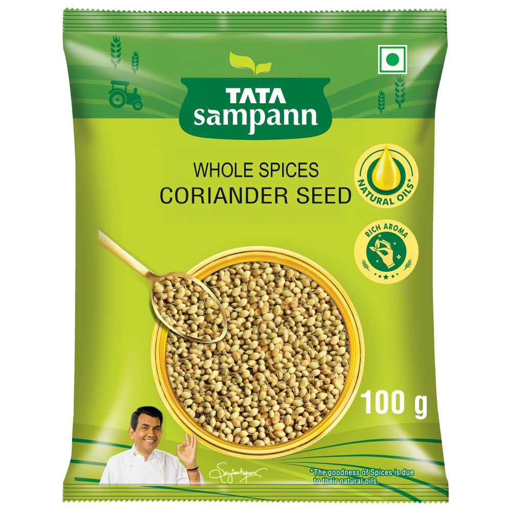 Tata Sampann Whole Coriander Seeds Dhaniya Rich Aroma Natural Oils For Curries Chutneys 100g Pack