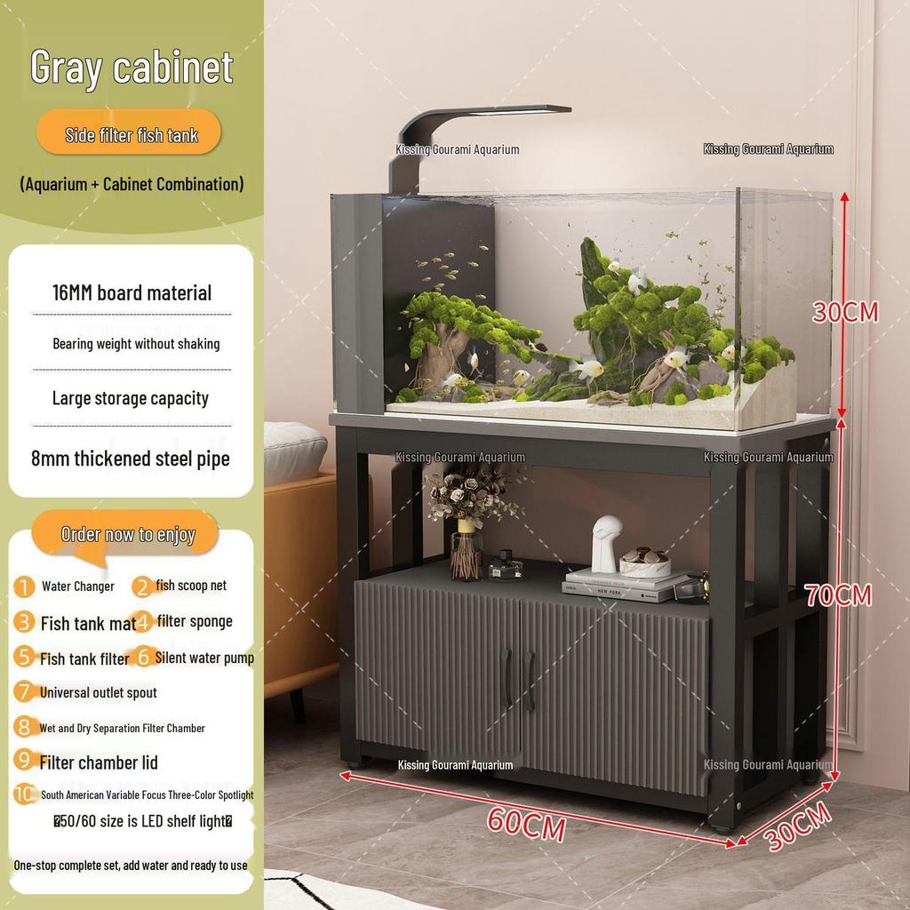 Ultra-Clear Glass Fish Tank with Integrated Stand and No-Change Water System