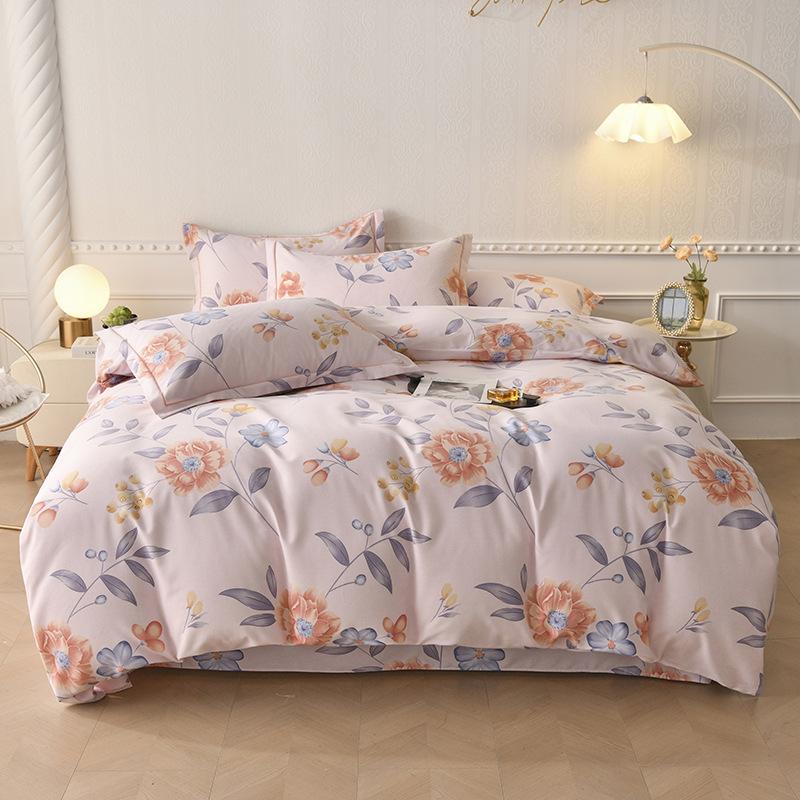Thick Autumn Winter All Cotton Flannel 4 Piece Bed Sheet Set Home Use Pure Cotton Duvet Cover Fitted Sheet Pillowcases For Students Dormitory