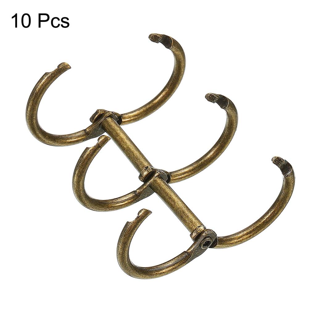 PATIKIL 20mm Inner Diameter Binder Removable Metal Book Office Bronze 10-Pack Rings, Rings, Loose-Leaf Rings, 3-Circle Design,