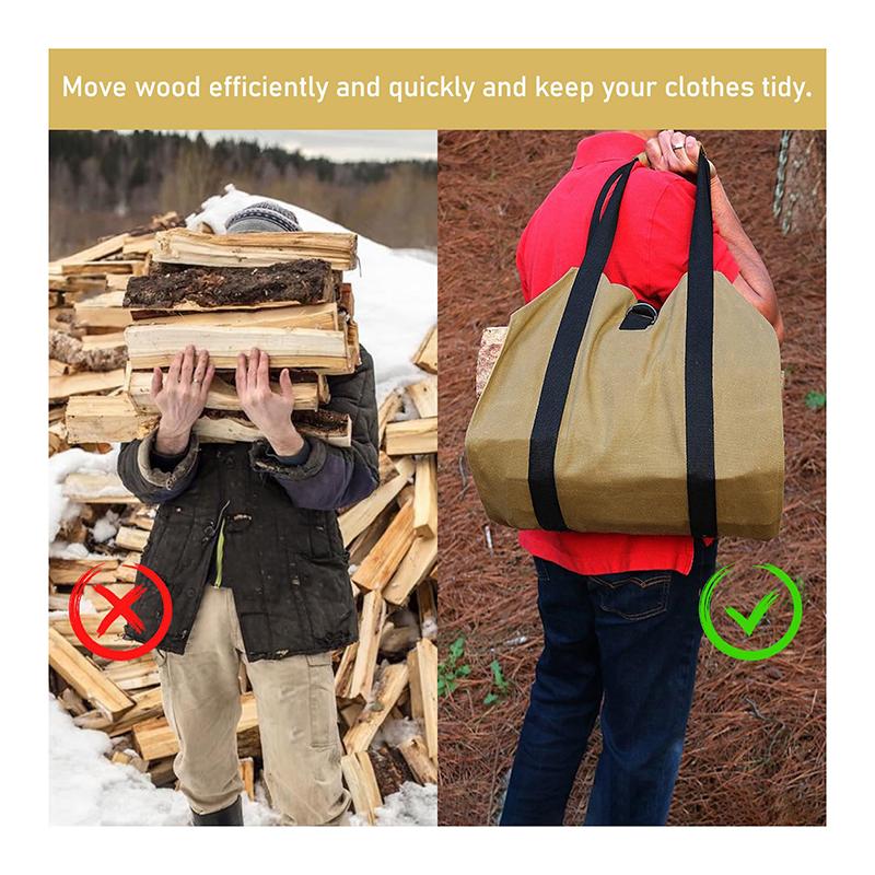 1pc Firewood Log Carrier Tote Bag, Canvas Firewood Holder, Extra Large Durable For Fireplaces, Wood Stoves, Firewood, Logs, Camp