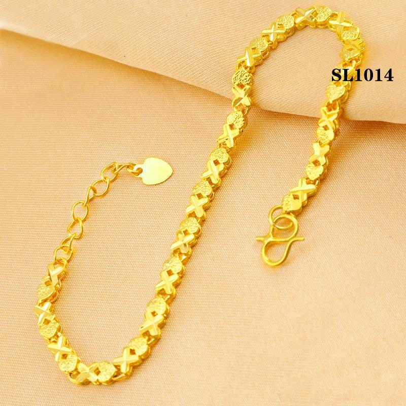 Heart-Shaped Copper Gold-Plated Bracelet, Vietnamese Sand Gold, Fashionable Wedding/Bride Jewelry