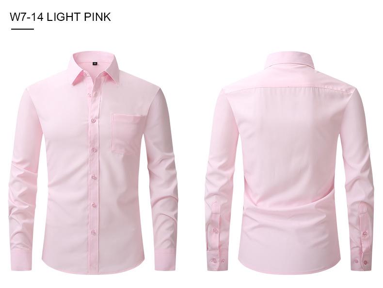 Men's Slim Fit Long Sleeve Square Collar Solid Color Shirt