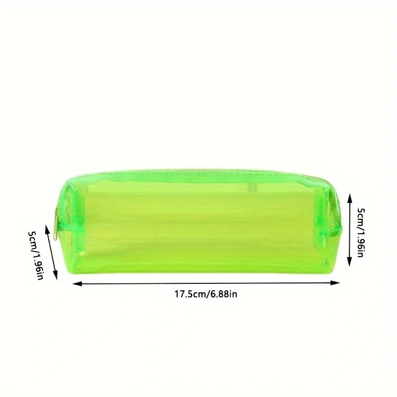 17.5*5*5cm1pc Multiple colors Transparent Portable good quality Stationery Storage Bag, Large-Capacity Student Pencil Case Supplies.