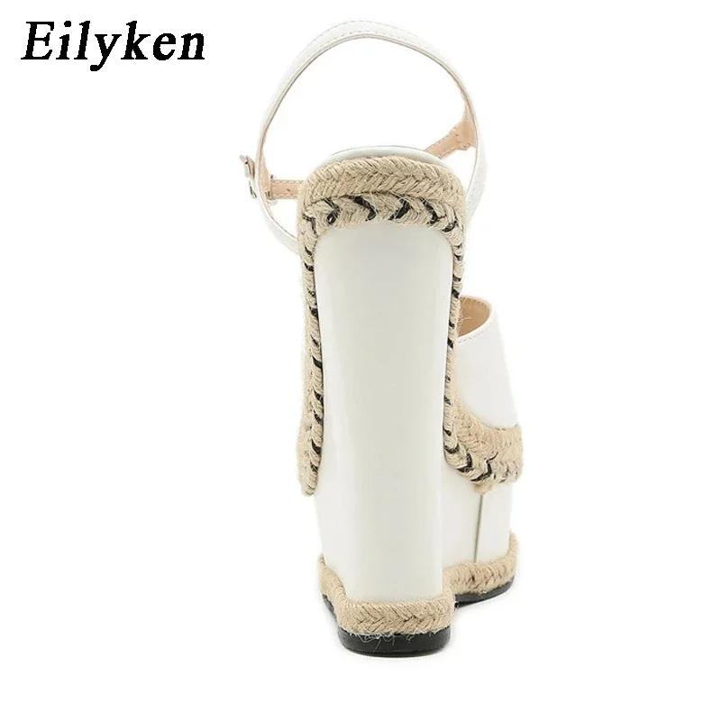 Fashion Eilyken New Fashion Open Toe Ankle Buckle Strap Platform Wedges White Women Sandals Summer Shoes Size 35-42