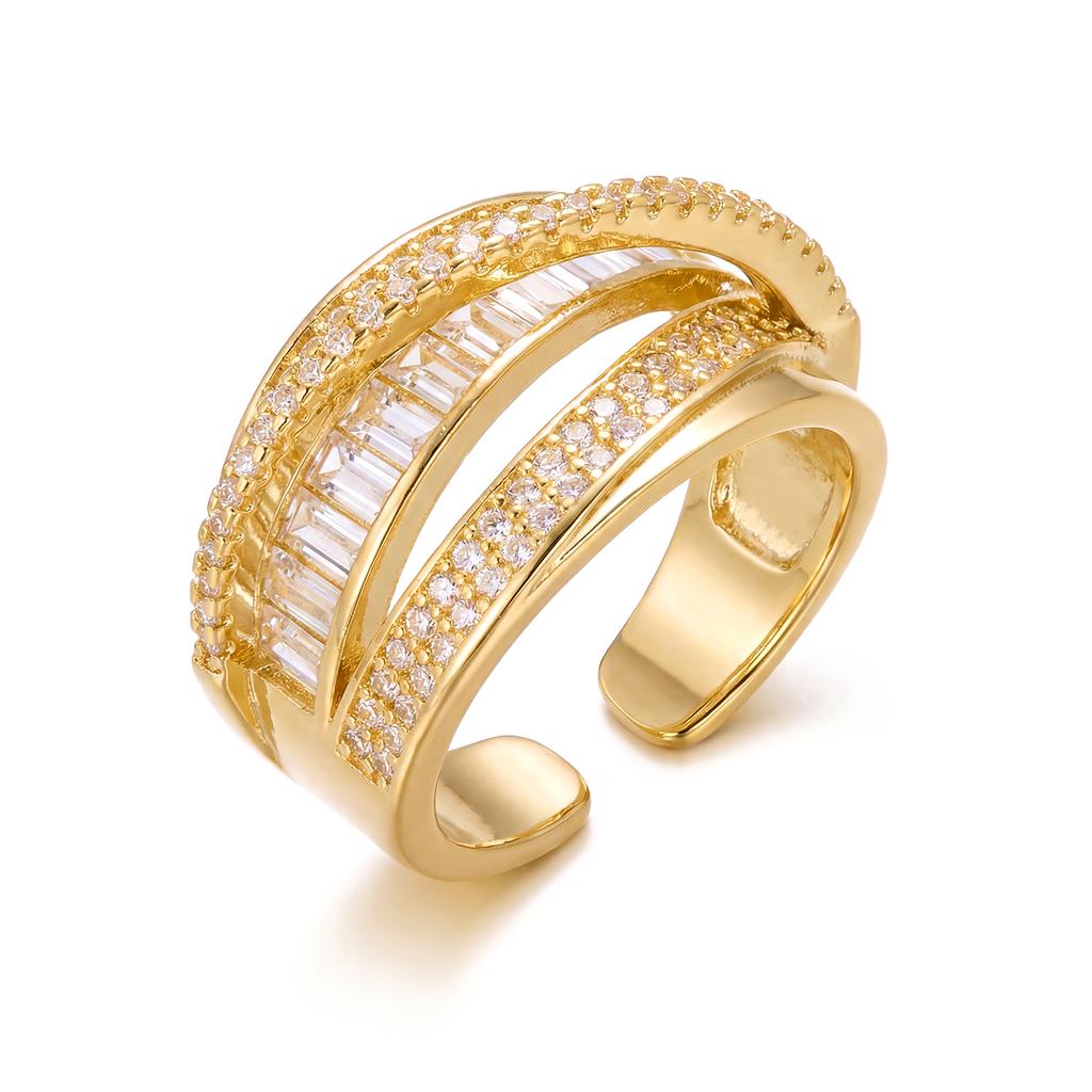 Exquisite Micro Pave AAA Cubic Zirconia Winding Rings for Women Multi Layer Sparkling Opening Finger Ring Party Daily Jewelry