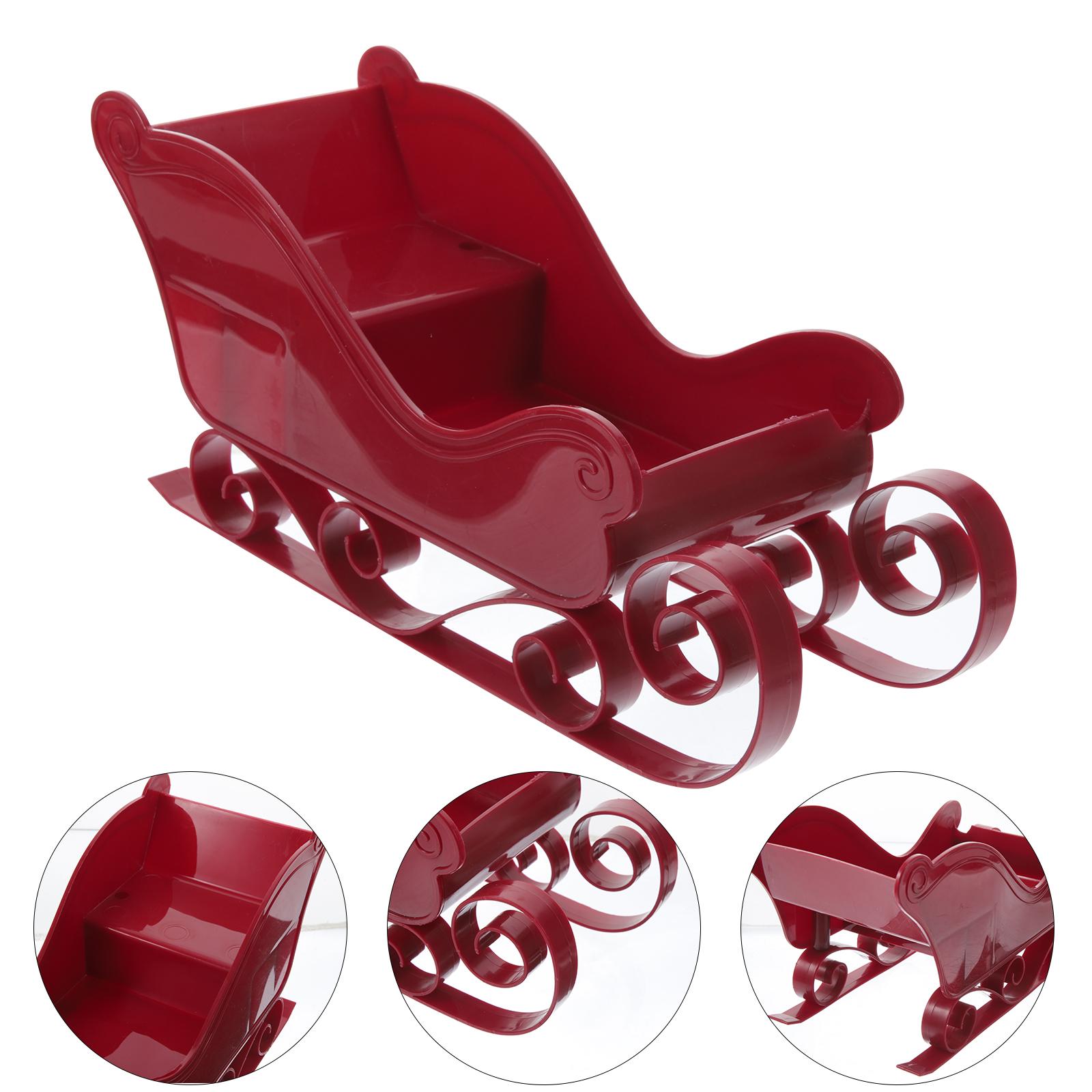 

Christmas Sleigh Tree Hanging Decoration Ornament Outdoor Mini Party Desktop Model Xmas Gift Decorate 28X12X10CM червоний