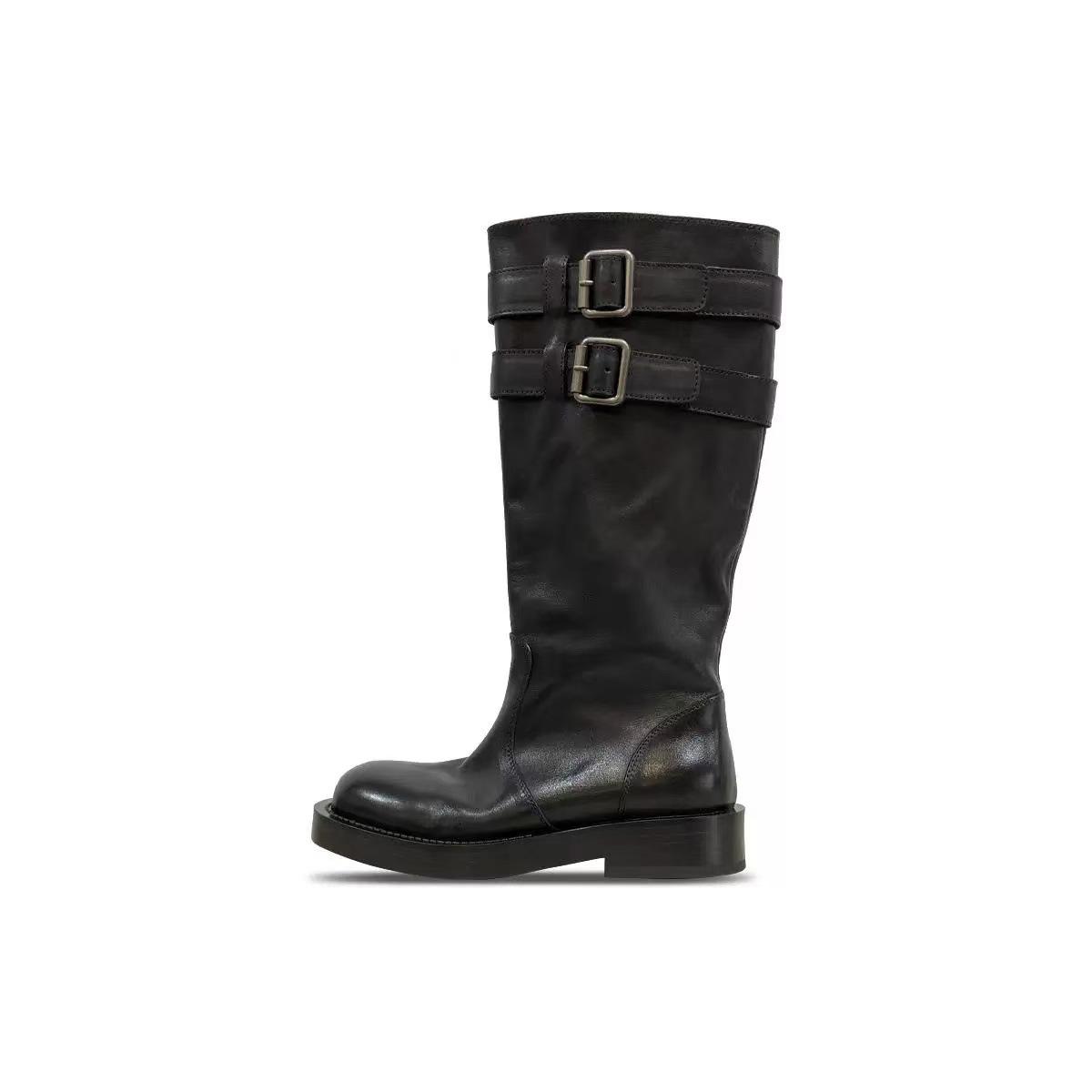 

Hong Kong is popular this year, thin boots for women s 25 autumn and winter new buckle high tube thick-soled thin boots 35