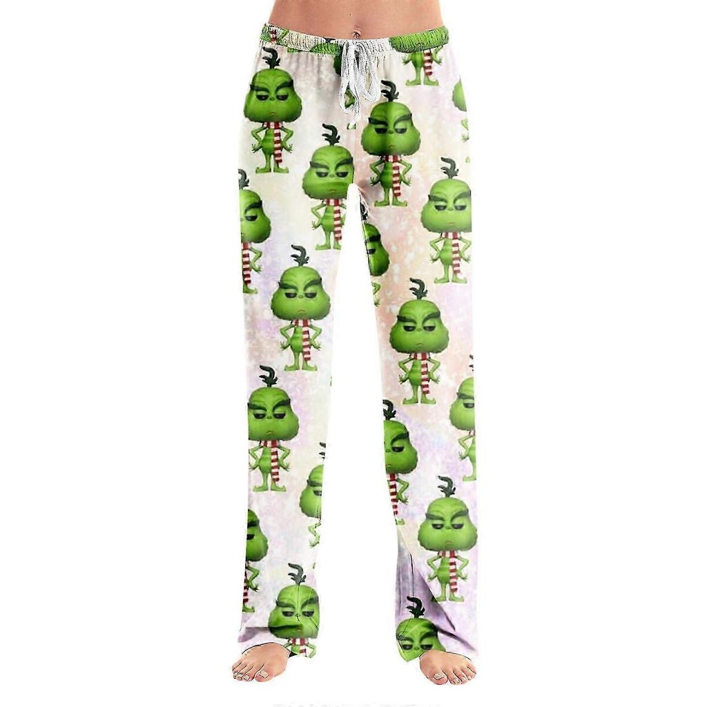 Women's Grinch Pajama Pants Casual Drawstring Elastic Waist Pants Comfortable Straight Yoga Loose Pants