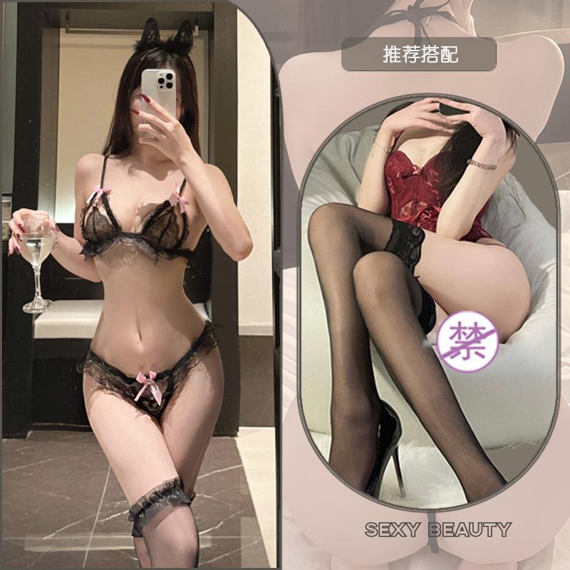 Sexy lingerie bikini three-point women's pearl thong bra passion free suit fun lingerie